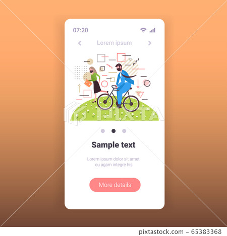 businesspeople going to work man woman wearing medical masks to prevent coronavirus pandemic covid-19 65383368