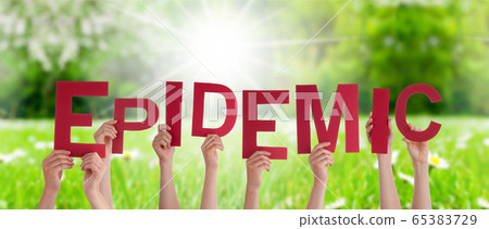 People Hands Holding Word Epidemic, Grass Meadow 65383729
