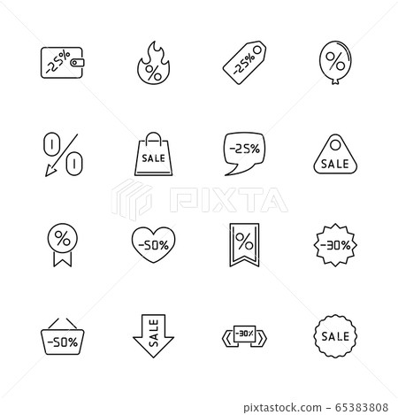 Discount Tags - Flat Vector Icons Discount Tags - Flat Vector Icons 65383808