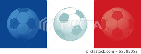 Engraving soccer ball illustration on three color 65385052