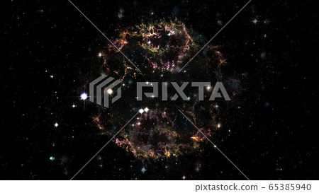 Pleiades in a dark night sky. Elements of this image furnished by NASA 65385940