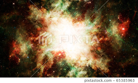 Hubble views galaxy and nebula. Elements of this image furnished by NASA 65385963