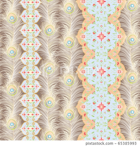 Peacock feathers Seamless pattern, background. Peacock feathers Seamless pattern, background. 65385993