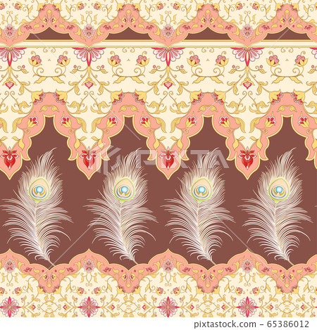 Peacock feathers Seamless pattern, background. 65386012