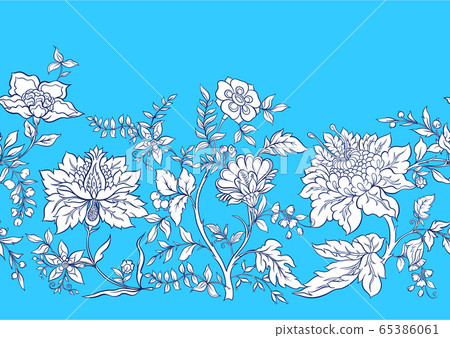 Seamless pattern with stylized ornamental flowers in retro, vintage style. Seamless pattern with stylized ornamental flowers in retro, vintage style. 65386061