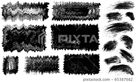 vector ink brush stains, set vector ink brush stains, set 65387082