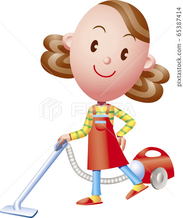A woman using a vacuum cleaner - Stock Illustration [65387414] - PIXTA