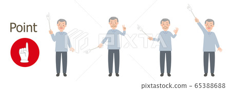 Full body vector illustration of grandpa pointing with a pointing stick 65388688