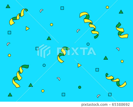 Yellow and green ribbons and shapes background 65388692