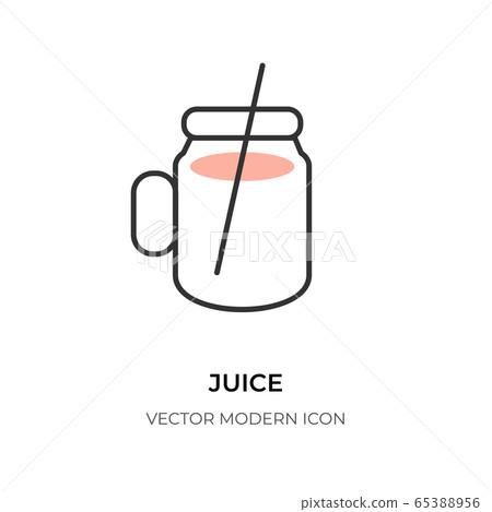 Flat line juice icon fresh drink jar straw vector - Stock Illustration ...