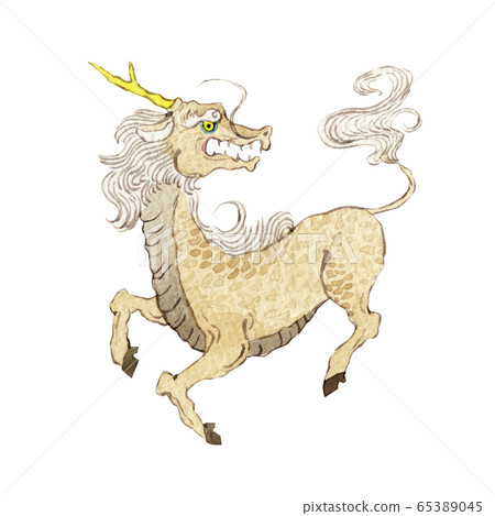 Five beasts Kirin watercolor illustration 65389045