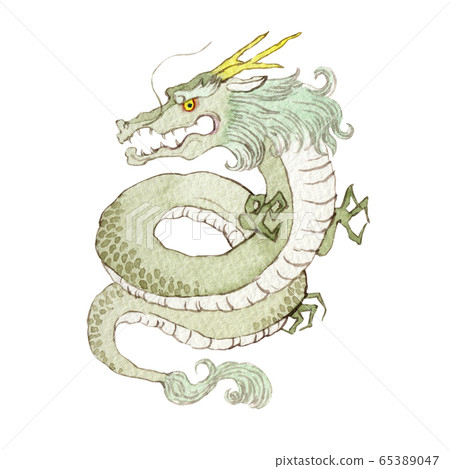 四個神,四個野獸,藍龍水彩插圖 四個神,四個野獸,藍龍水彩插圖 65389047