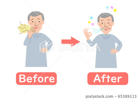 Grandpa's before-after suffering from bad breath Grandpa's before-after suffering from bad breath 65389113