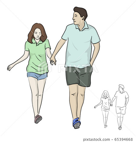 lover walking with holding hand vector 65394668