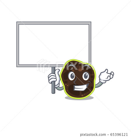 Cartoon picture of firmicutes mascot design style carries a board 65396121