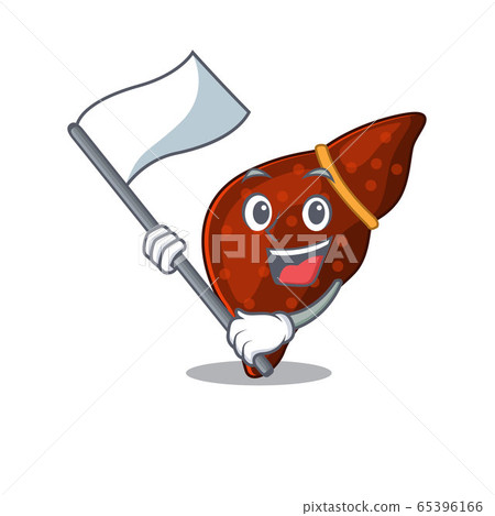 A nationalistic human cirrhosis liver mascot character design with flag 65396166
