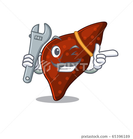 A picture of human cirrhosis liver mechanic mascot design concept 65396189