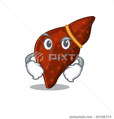 A mascot design of human cirrhosis liver having confident gesture 65396374