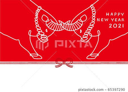 Ox year mizuhiki new year card Ox year mizuhiki new year card 65397290