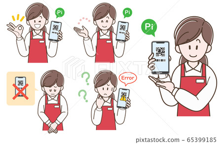 Female apron set to guide smartphone payment 65399185