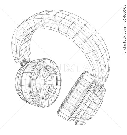 Headphones concept outline. Vector 65400503