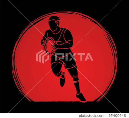 Rugby players action cartoon sport graphic vector. 65400648