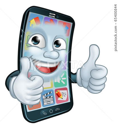Mobile Phone Thumbs Up Cartoon Mascot Mobile Phone Thumbs Up Cartoon Mascot 65400844