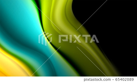Liquid colors fluid gradients on black background 65402089