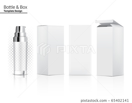 Glossy Pump Transparent Bottle Mock up Realistic 65402141