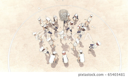School athletic meet, ball case, audience, building, illustration 54 School athletic meet, ball case, audience, building, illustration 54 65403481