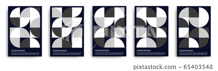 Retro geometric covers design vector set. 70s style design 65403548