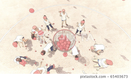 School athletic meet, ball case, audience, building, illustration 36 65403673