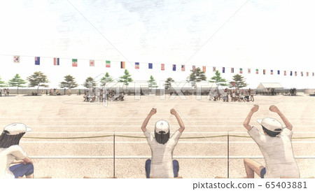 School athletic meet, ball case, audience, building, illustration 19 School athletic meet, ball case, audience, building, illustration 19 65403881