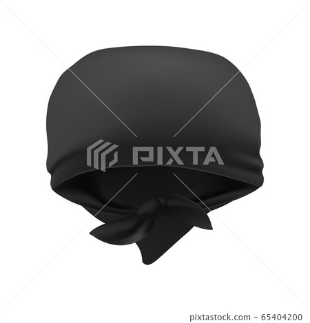 Realistic 3d Detailed Black Blank Bandana. Vector 65404200