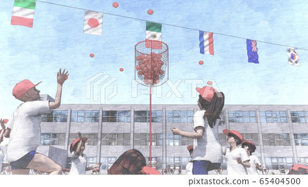 學校運動會，舞會，觀眾，建築，插圖8 65404500