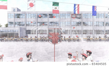 School athletic meet, ball case, audience, building, illustration 4 School athletic meet, ball case, audience, building, illustration 4 65404505