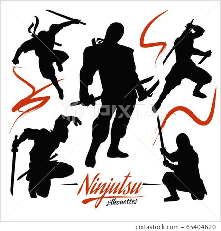 Ninja Warriors - vector set, vector silhouettes isolated on white Ninja Warriors - vector set, vector silhouettes isolated on white 65404620