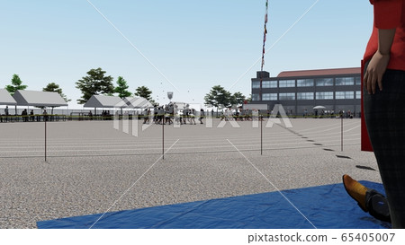 School athletic meet, ball case, audience, building, illustration 26 65405007