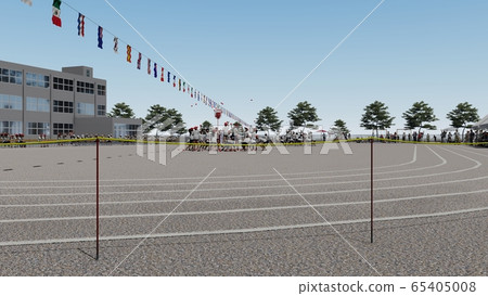 School athletic meet, ball case, audience, building, illustration 27 65405008