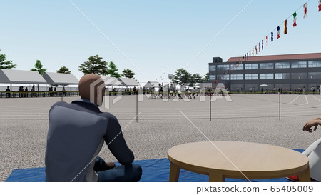School athletic meet, ball case, audience, building, illustration 25 65405009