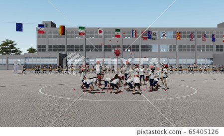 School athletic meet, ball case, audience, building, illustration 1 School athletic meet, ball case, audience, building, illustration 1 65405126