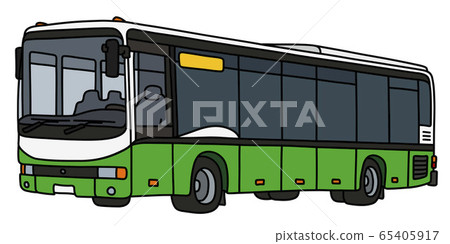The green and white city bus The green and white city bus 65405917