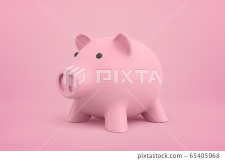 3d close-up rendering of pink piggy bank standing on background of the same color. 3d close-up rendering of pink piggy bank standing on background of the same color. 65405968