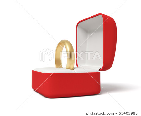 3d rendering of engagement ring in red box isolated on white background 3d rendering of engagement ring in red box isolated on white background 65405983