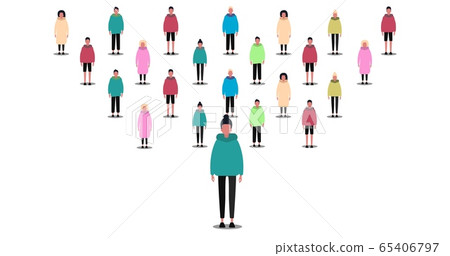 Society concept. Crowd of people on white background, isolated vector illustration in flat style. Panorama 65406797