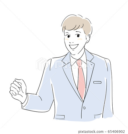A male employee who makes a small guts pose 65406902