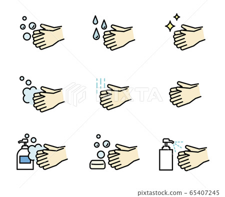 洗手圖標集/插圖/衛生 洗手圖標集/插圖/衛生 65407245
