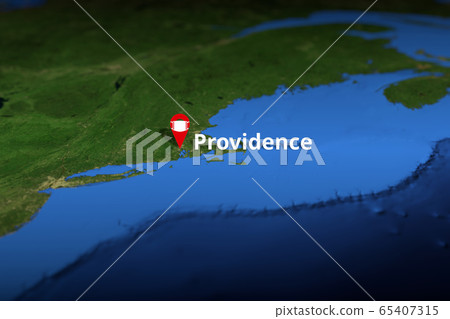 Providence, United States geotag with face mask, COVID-19 coronavirus disease self-isolation related 3D rendering 65407315
