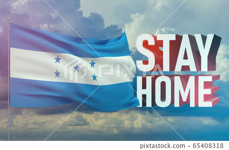 Stay home stay safe - letter typography 3D text for self quarantine times concept with flag of Honduras. 3D illustration. Stay home stay safe - letter typography 3D text for self quarantine times concept with flag of Honduras. 3D illustration. 65408318