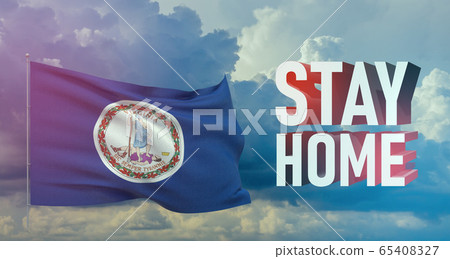 Stay home stay safe - letter typography 3D text for self quarantine times concept with flag of the states of USA. State of Virginia flag Pandemic 3D illustration. Stay home stay safe - letter typography 3D text for self quarantine times concept with flag of the states of USA. State of Virginia flag Pandemic 3D illustration. 65408327